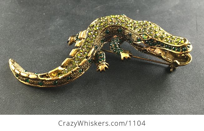 Vintage Rhinestone Crystal Alligator or Crocodile Brooch Pin - #m4UEaN4Dang-2