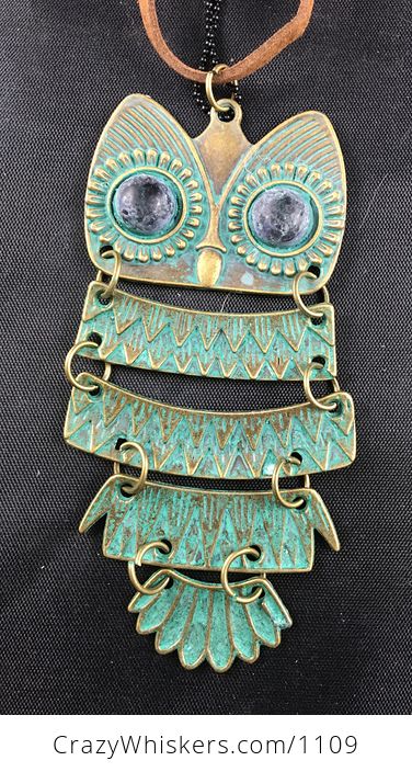 Wiggly Articulated Owl Pendant in Antique Patina Bronze Finish - #c5ilaZr8xks-2