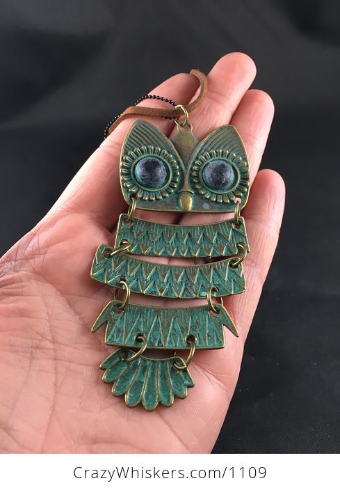 Wiggly Articulated Owl Pendant in Antique Patina Bronze Finish - #c5ilaZr8xks-1