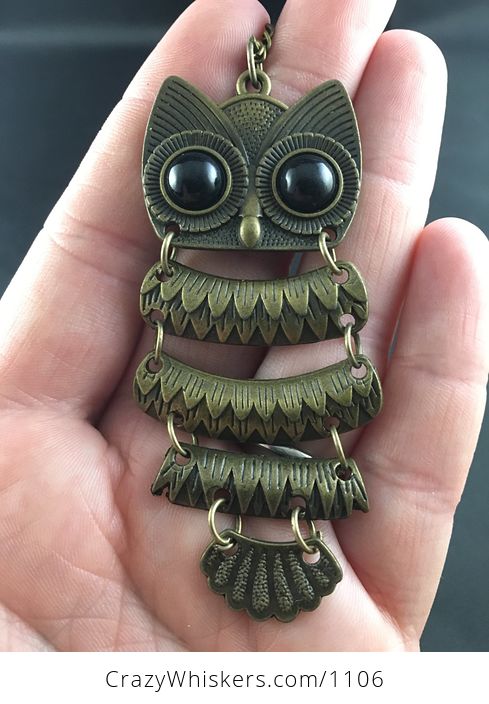 Wiggly Owl Pendant in Vintage Bronze Tone Metal - #NMpUi5Tctdc-1