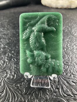 Wolf and Eagle Spirit Animals Carved Green Aventurine Mini Art Stone Pendant Jewelry #MHN2j0Xj4Ak