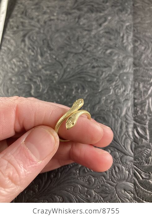 Adjustable Brass Dual Headed Snake Ring - #OEELmVLl8ZQ-9