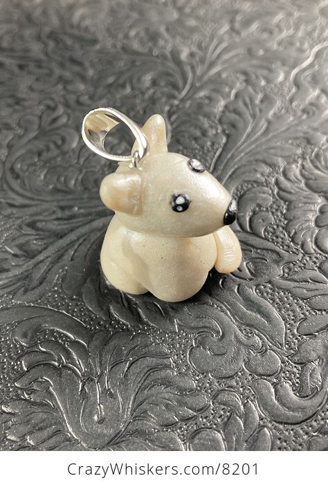 Adorable Arctic Fox Polymer Clay Pendant Animal Jewelry - #qbPyikze96c-5