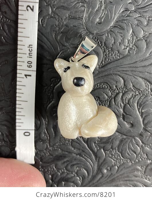 Adorable Arctic Fox Polymer Clay Pendant Animal Jewelry - #qbPyikze96c-3