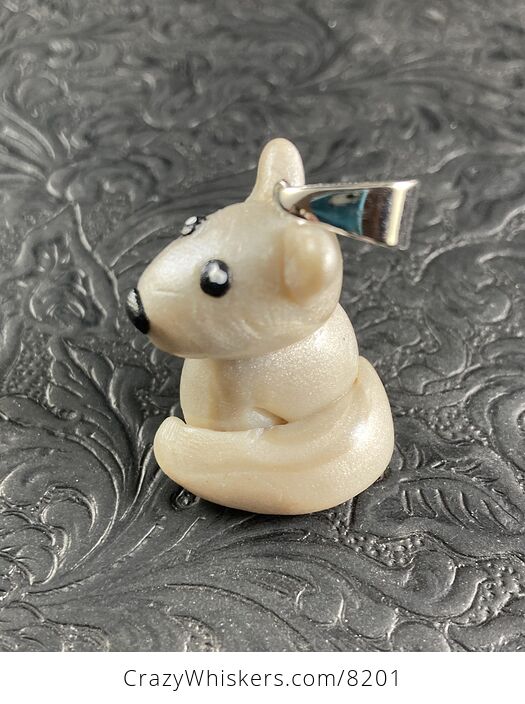 Adorable Arctic Fox Polymer Clay Pendant Animal Jewelry - #qbPyikze96c-4