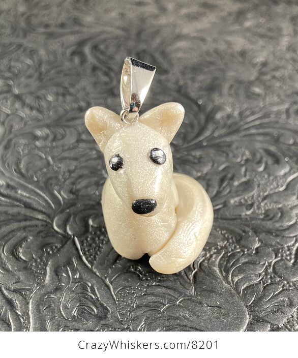 Adorable Arctic Fox Polymer Clay Pendant Animal Jewelry - #qbPyikze96c-1