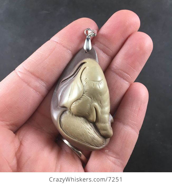 Adorable Baby Elephant Face Jewelry Pendant Carved Picasso Jasper Stone Neckla - #YuAd0ERBV08-1