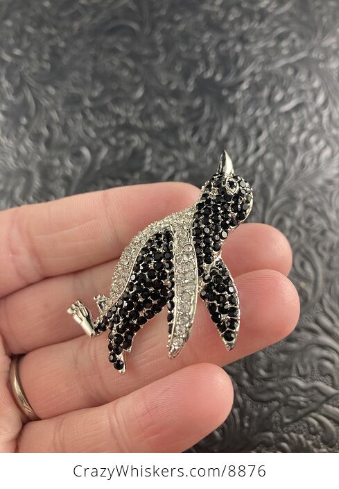 Adorable Black and White Crystal Rhinestone Penguin Brooch Pin and Pendant on Silver Tone - #5DutXsUHMcc-2