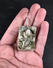 Adorable Carved Frog and Ladybugs Ribbon Jasper Stone Pendant with Wire Bail #ip28Rkka5K8