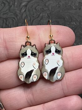 Adorable Gray Kitten Cat Earrings #yoKl9fQr60o