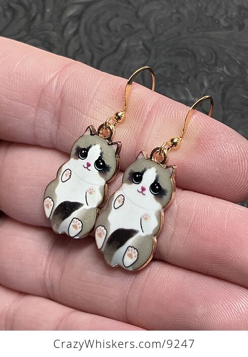 Adorable Gray Kitten Cat Earrings - #yoKl9fQr60o-3