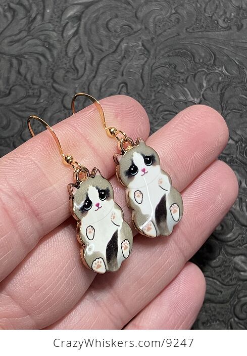 Adorable Gray Kitten Cat Earrings - #yoKl9fQr60o-2