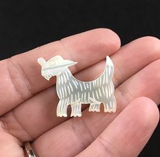 Adorable Mother of Pearl Shell Goat Vintage Brooch Pin Jewelry #fpRz4cduKAc