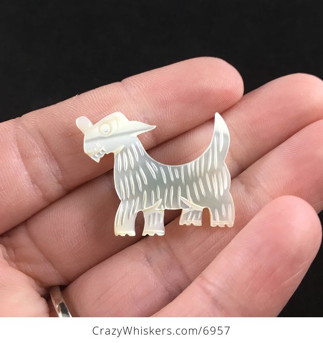 Adorable Mother of Pearl Shell Goat Vintage Brooch Pin Jewelry - #fpRz4cduKAc-1