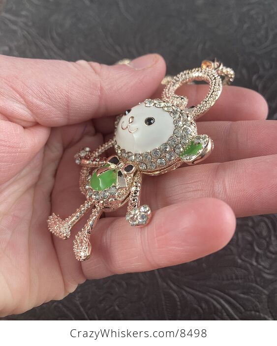Adorable Moving Monkey Jewelry Necklace Pendant on Rose Gold Tone - #VigB5aGsZPg-4