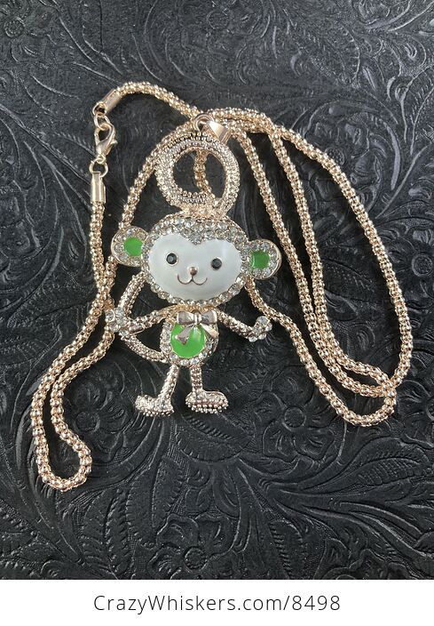 Adorable Moving Monkey Jewelry Necklace Pendant on Rose Gold Tone - #VigB5aGsZPg-1