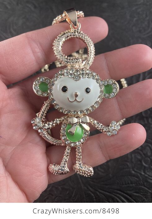 Adorable Moving Monkey Jewelry Necklace Pendant on Rose Gold Tone - #VigB5aGsZPg-2