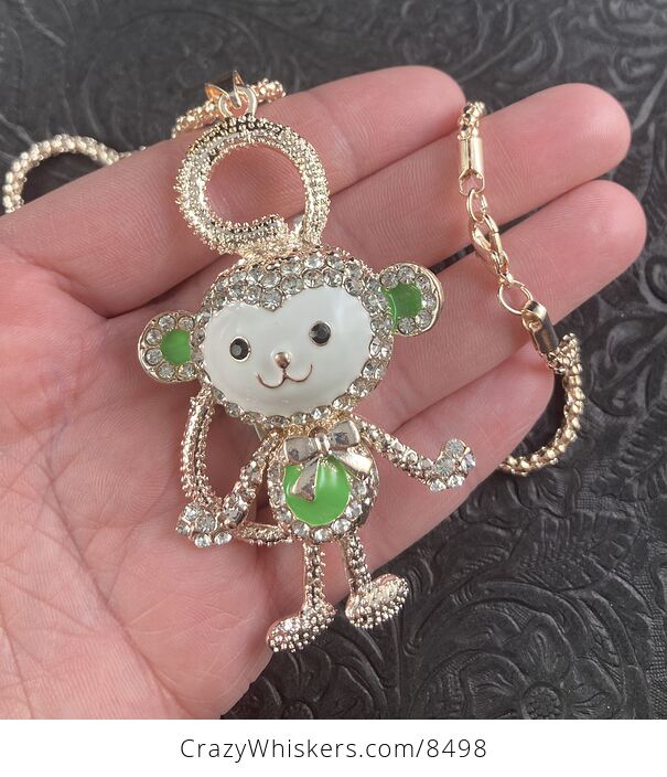 Adorable Moving Monkey Jewelry Necklace Pendant on Rose Gold Tone - #VigB5aGsZPg-5