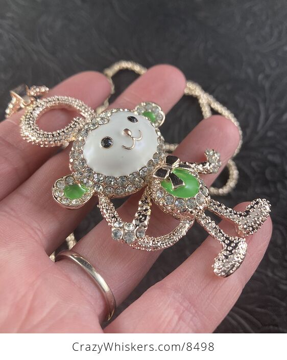 Adorable Moving Monkey Jewelry Necklace Pendant on Rose Gold Tone - #VigB5aGsZPg-3
