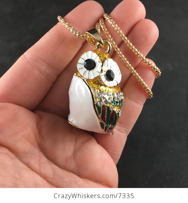 Adorable Owl with Enamel Rhinestones Pendant Necklace Jewelry - #gZjHLUmDMiU-2