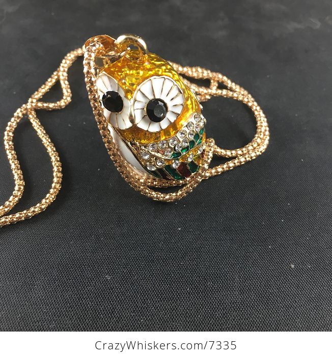 Adorable Owl with Enamel Rhinestones Pendant Necklace Jewelry - #gZjHLUmDMiU-5