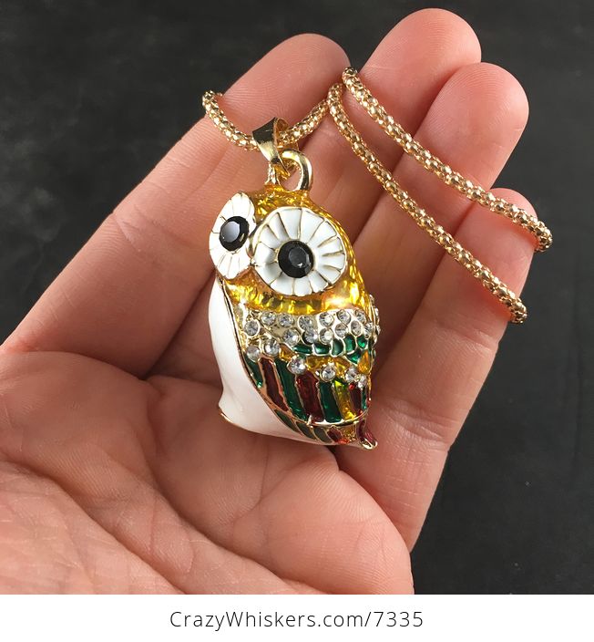 Adorable Owl with Enamel Rhinestones Pendant Necklace Jewelry - #gZjHLUmDMiU-1
