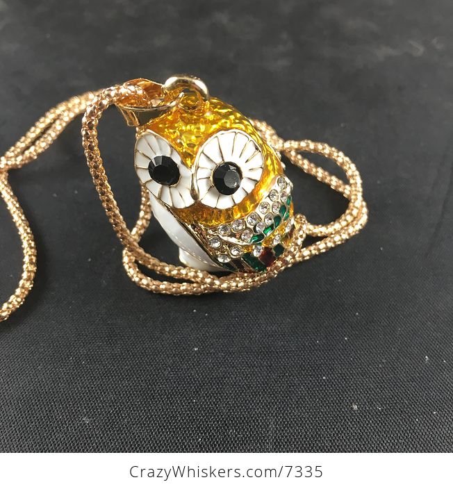 Adorable Owl with Enamel Rhinestones Pendant Necklace Jewelry - #gZjHLUmDMiU-6