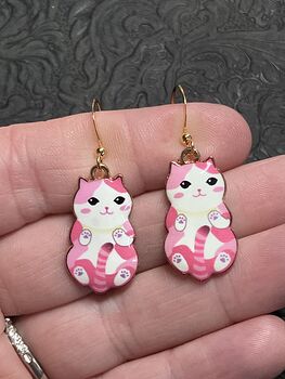 Adorable Pink Kitten Cat Earrings #lRcCFoh01II