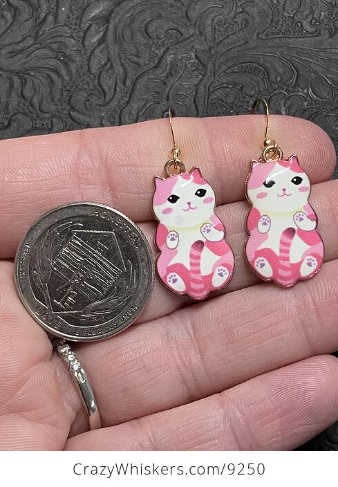 Adorable Pink Kitten Cat Earrings - #lRcCFoh01II-4