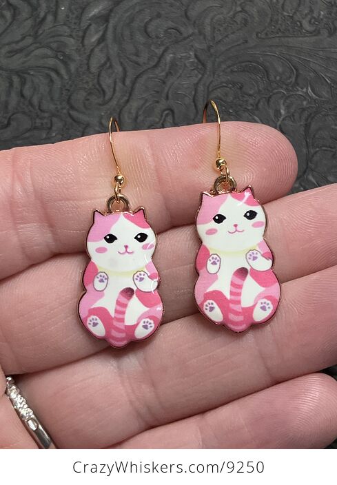 Adorable Pink Kitten Cat Earrings - #lRcCFoh01II-1