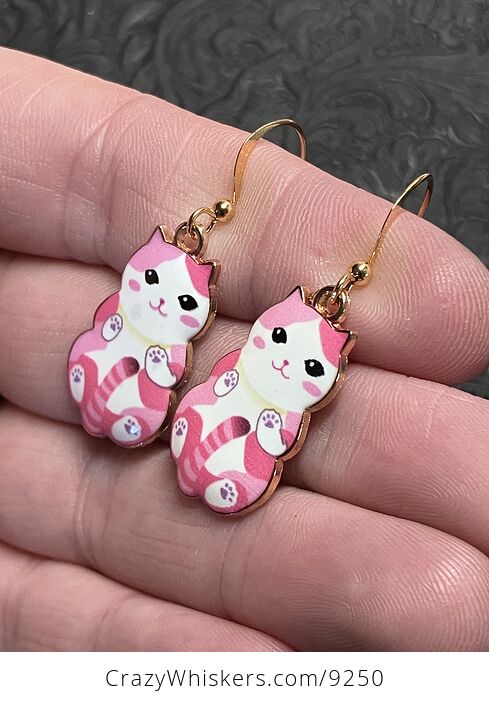 Adorable Pink Kitten Cat Earrings - #lRcCFoh01II-3