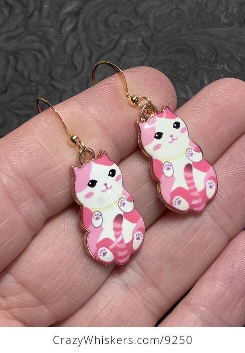 Adorable Pink Kitten Cat Earrings - #lRcCFoh01II-2