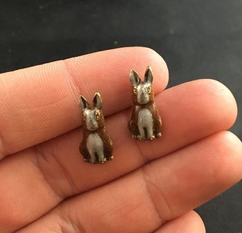 Adorable Silver and Brown Bunny Rabbit Earrings #Vwjw51oNiG4