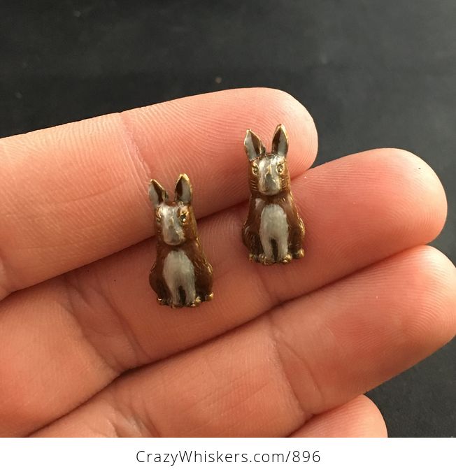 Adorable Silver and Brown Bunny Rabbit Earrings - #Vwjw51oNiG4-1