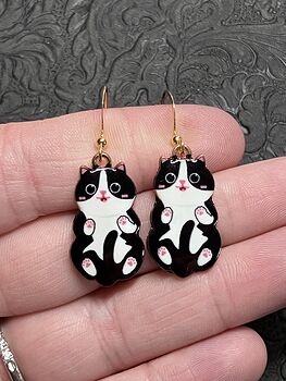 Adorable Tuxedo Kitten Cat Earrings #5Czanbh9ctc