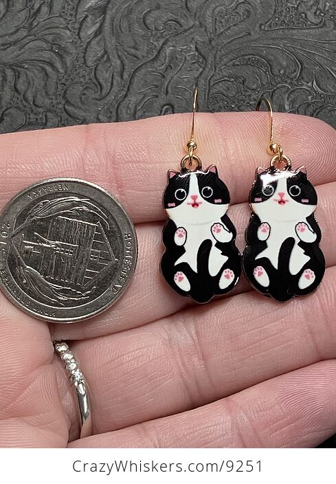 Adorable Tuxedo Kitten Cat Earrings - #5Czanbh9ctc-4