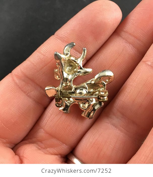 Adorable Vintage Little Cow with a Bell Brooch in Gold Tone with Painted Accents - #6T3enQDXif8-3