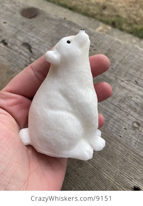 Adorable White Jade Polar Bear Figurine - #eBmp1SJ6FfY-5