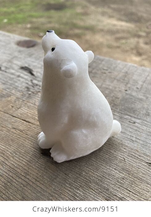Adorable White Jade Polar Bear Figurine - #eBmp1SJ6FfY-3
