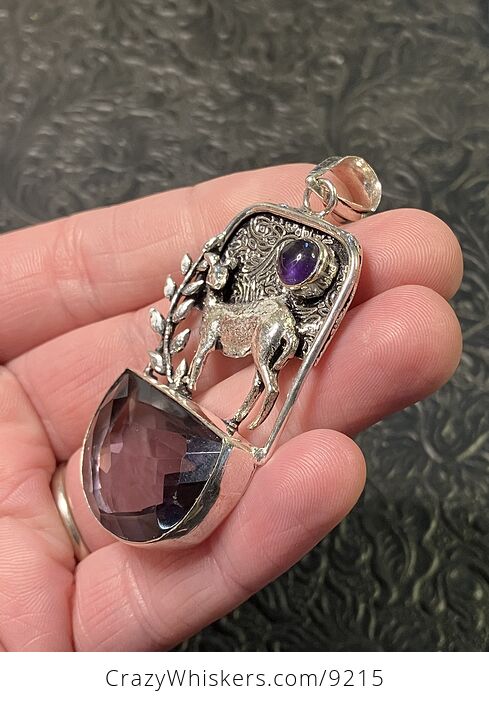 Amethyst Deer Crystal Stone Jewelry Pendant - #5fKVfMNgTKg-3