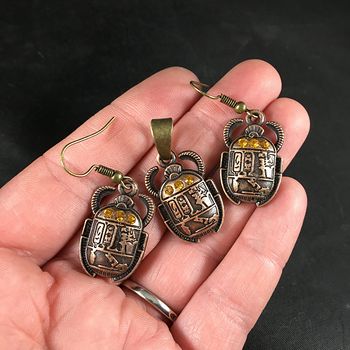 jewelry sets rhinestones earring scarab beetle styled egyptian pendant ancient necklace set