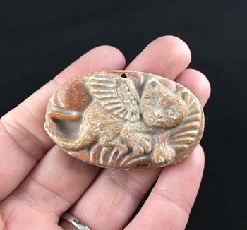 Angel Cat Carved Red Jasper Stone Pendant Jewelry #reHyas0a5ZY