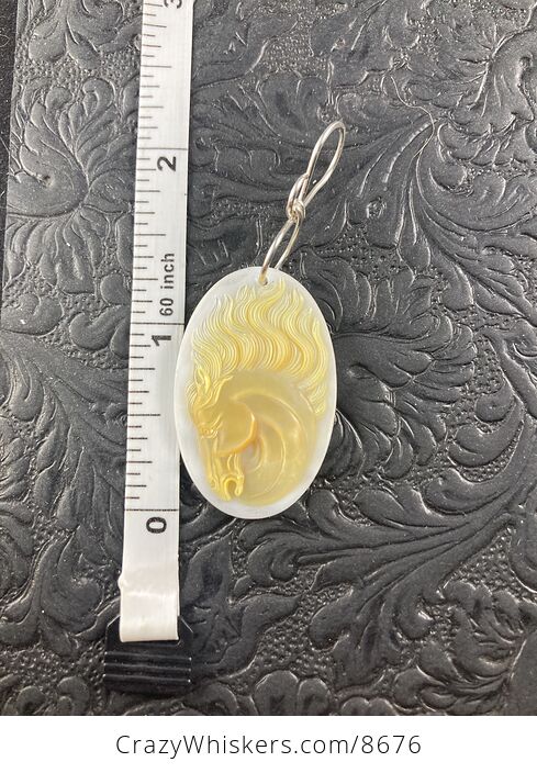 Animal Jewelry Pendant Horse Carved in Mother of Pearl Shell - #4TZPKTnKqtc-5