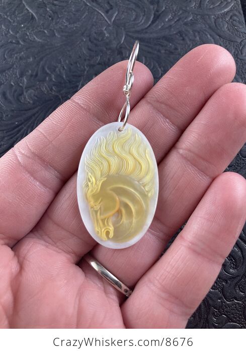 Animal Jewelry Pendant Horse Carved in Mother of Pearl Shell - #4TZPKTnKqtc-1