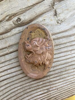 Animal Stone Jewelry Pendant Carved Tiger Face in Ribbon Jasper #9fLofVBmYRA