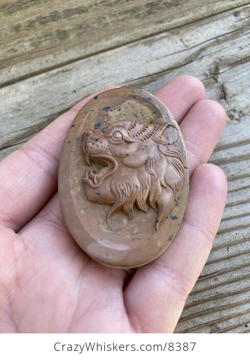 Animal Stone Jewelry Pendant Carved Tiger Face in Ribbon Jasper - #9fLofVBmYRA-3