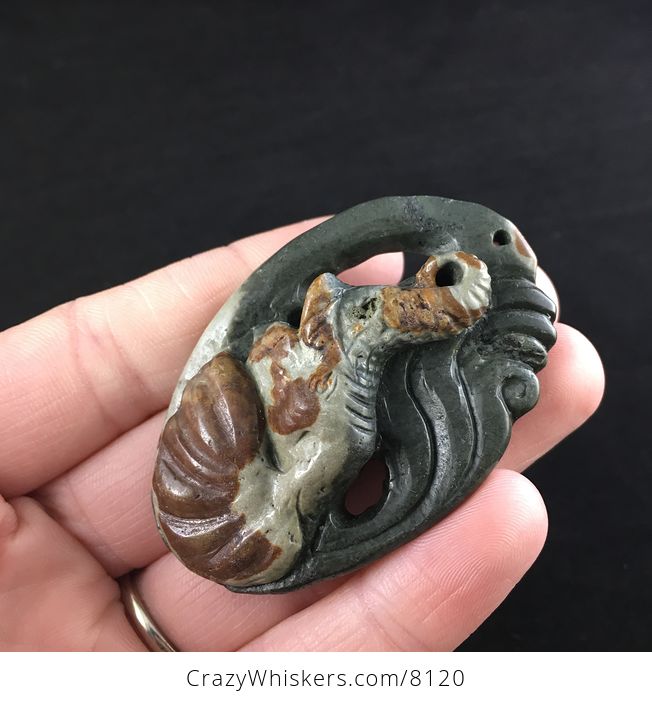 Animal Stone Jewelry Pendant Elephant Carved in Red Jasper - #93ON6nzoVyg-3