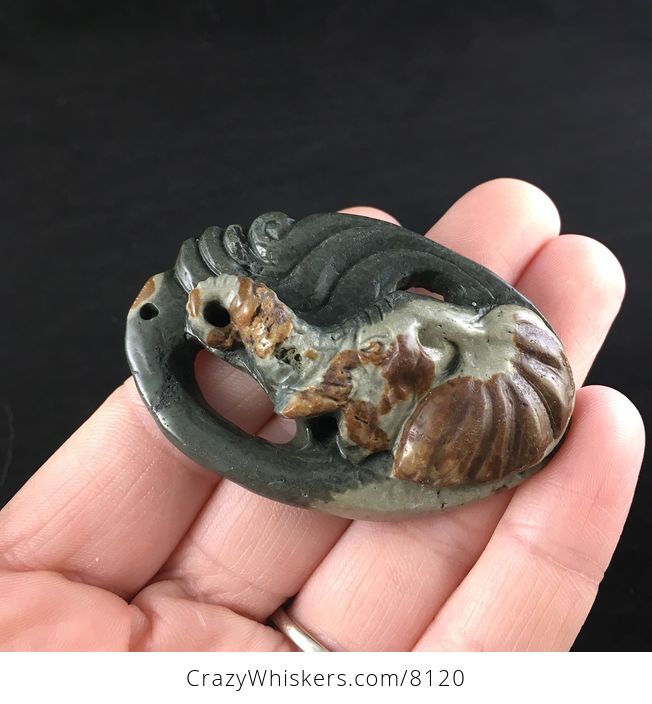 Animal Stone Jewelry Pendant Elephant Carved in Red Jasper - #93ON6nzoVyg-4