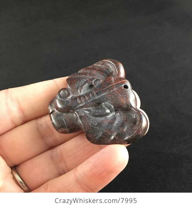 Animal Stone Jewelry Pendant Elephant Carved in Red Jasper - #FssMsj5Dfmo-5