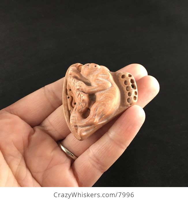 Animal Stone Pendant Jewelry Cougar Mountain Lion Puma Leopard Carved Red Jasper - #nS86JJgXebw-2